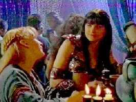 Xena and Gabrielle 'take a moment'.
