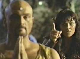 Xena reduces Aidan to blurriness with a mere shake of her index finger